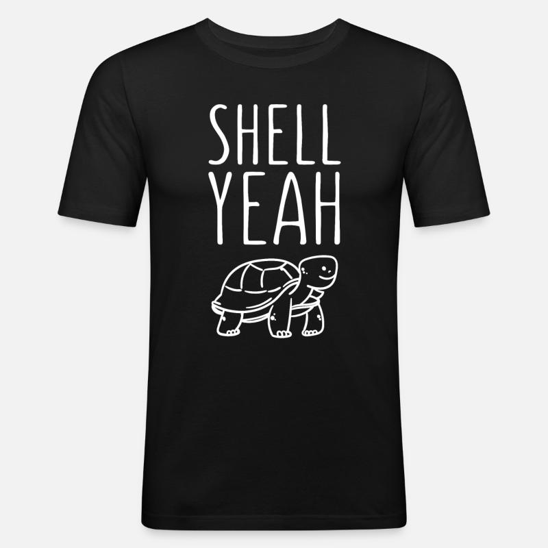 Shell Yeah Schildkröte - Männer Slim Fit T-Shirt - Schwarz