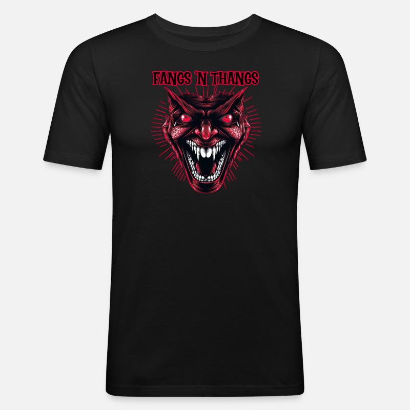 Dämonen-Ghuld, Fangs 'n Thangs - Männer Slim Fit T-Shirt - Schwarz