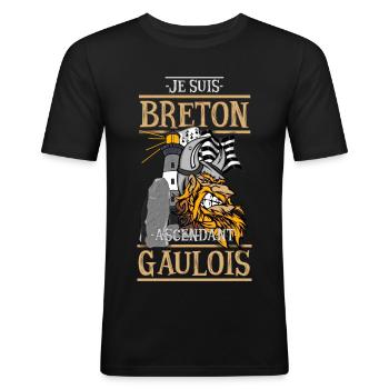 Ascendant gaulois - T-shirt près du corps Homme - noir - Devant - Nik (191cm)