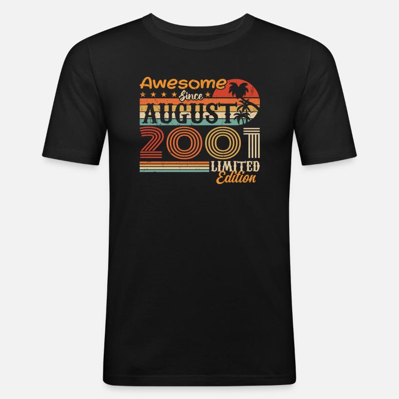 2001 August Geschenkidee August 2001 - Männer Slim Fit T-Shirt - Schwarz