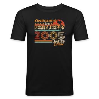 Septembre 2005 - Anniversaire 2005 Septembre - T-shirt près du corps Homme - noir - Devant - Nik (191cm)