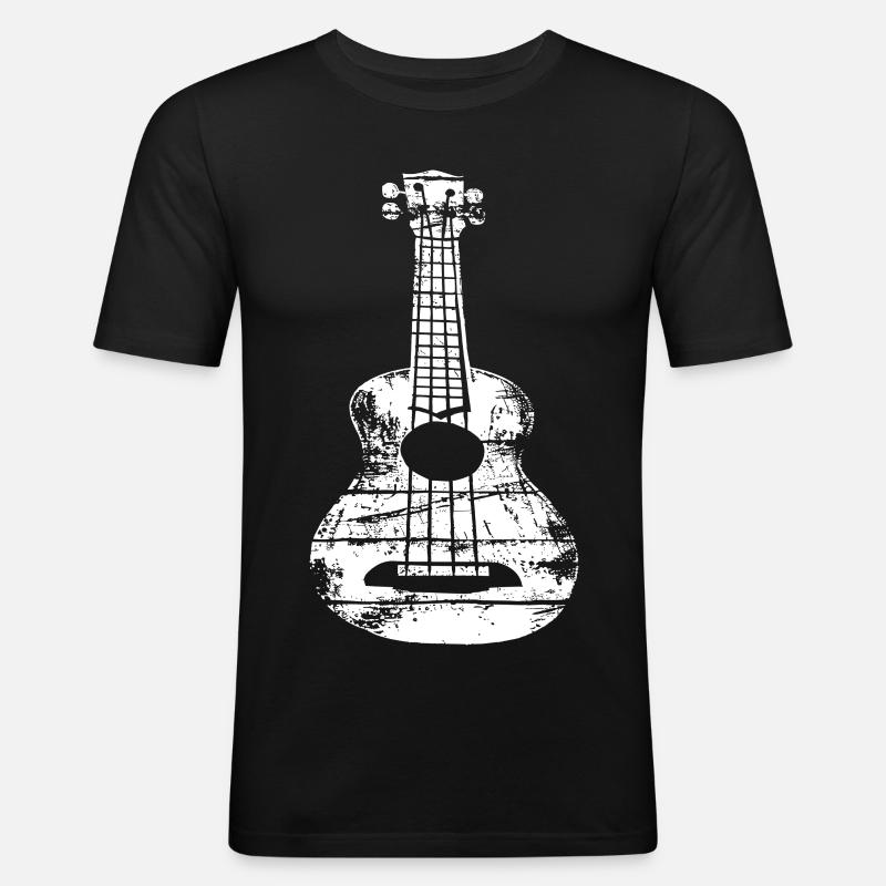 Ukulele Skizze - Männer Slim Fit T-Shirt - Schwarz