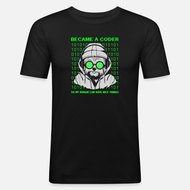 Devenu codeur – Cyber Dog Binary - T-shirt près du corps Homme - noir
