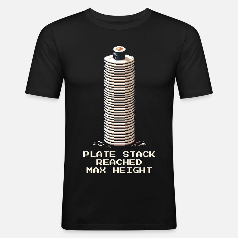 Tellerstapel Maximum | Running Sushi - Männer Slim Fit T-Shirt - Schwarz