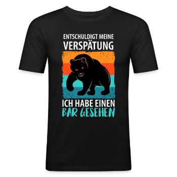 Bär Bären Raubtier - Männer Slim Fit T-Shirt - Schwarz - Vorne - Nik (191cm)