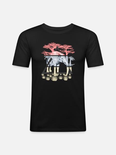 Savannah wise elephant - Men's Slim Fit T-Shirt - black