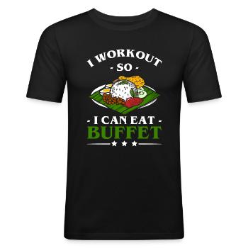 Food counter grill delicacies - Men's Slim Fit T-Shirt - black - Front - Nik (191cm)