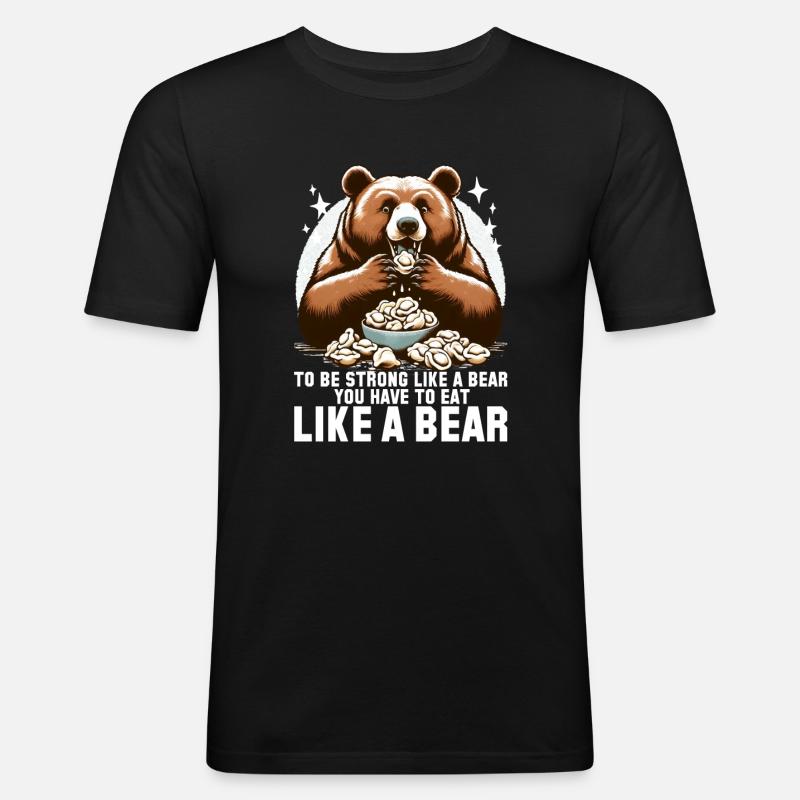 Pelmeni Bär stark Geschenk - Männer Slim Fit T-Shirt - Schwarz