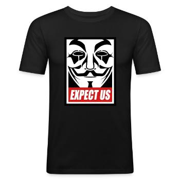 Anonyme - nous Expect - Nous sommes légion - T-shirt près du corps Homme - noir - Devant - Nik (191cm)