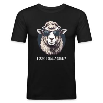 Ich gebe einem Schaf kein lustiges Schaf - Männer Slim Fit T-Shirt - Schwarz - Vorne - Nik (191cm)