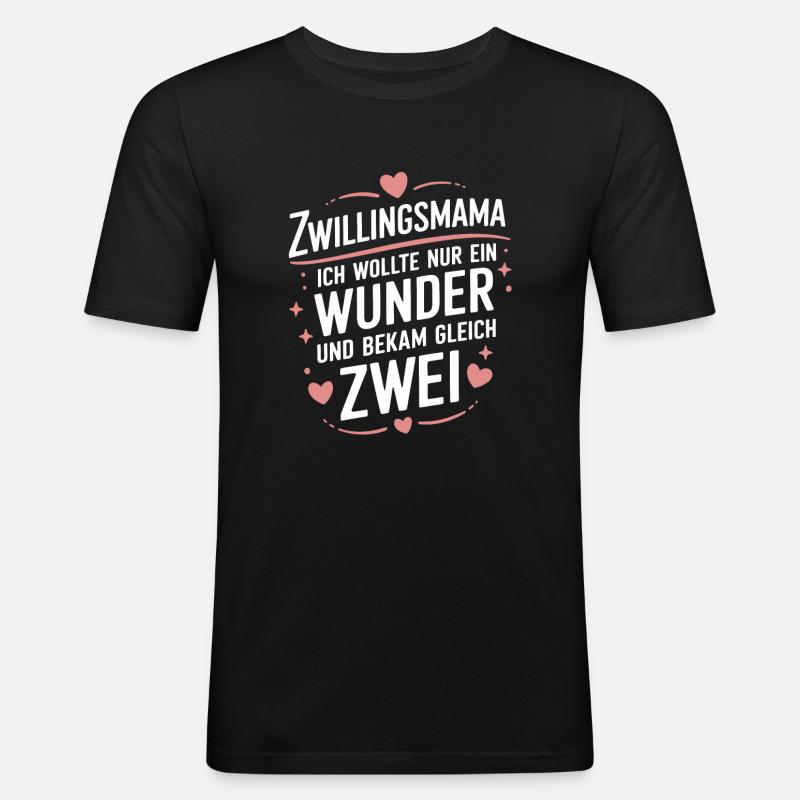 Zwillings Mutter Zwillingsmam - Männer Slim Fit T-Shirt - Schwarz