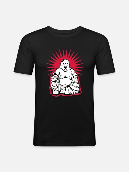 buddha - Männer Slim Fit T-Shirt - Schwarz