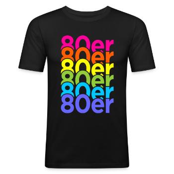 80er Jahre 1980er Stil Zitat Geschenk - Männer Slim Fit T-Shirt - Schwarz - Vorne - Nik (191cm)