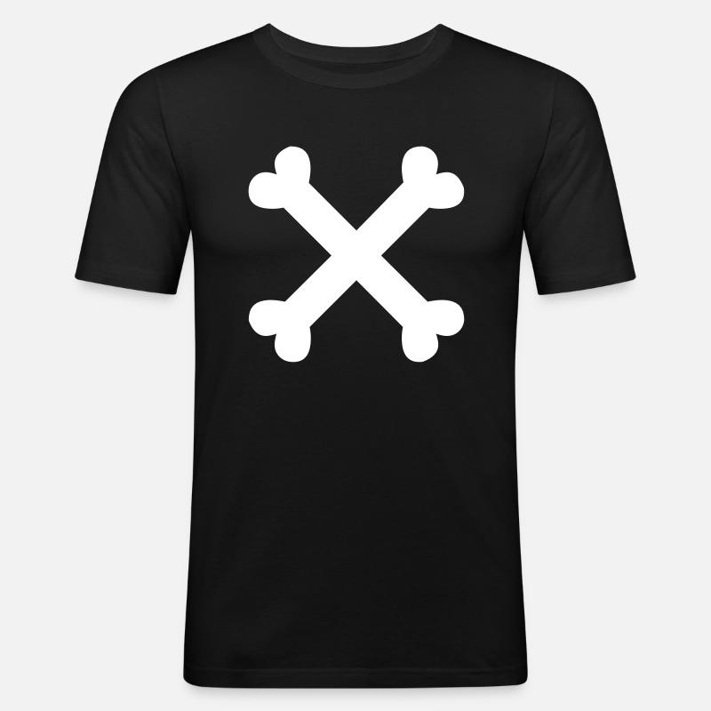 Knochen Kreuz - Männer Slim Fit T-Shirt - Schwarz