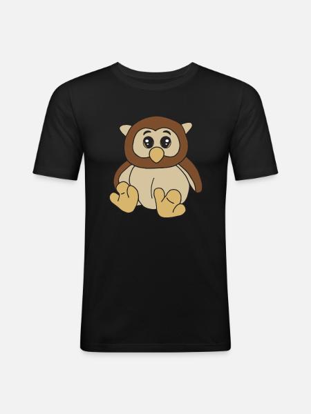 Kleine süße Eule - Männer Slim Fit T-Shirt - Schwarz