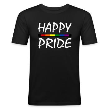 Happy pride - T-shirt près du corps Homme - noir - Devant - Nik (191cm)