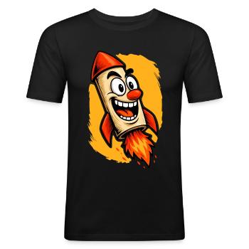 Rocket Power - Voller Schub voraus - Männer Slim Fit T-Shirt - Schwarz - Vorne - Nik (191cm)