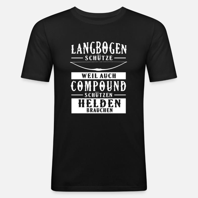 Langbogen Helden Bogenschiessen Traditionell - Männer Slim Fit T-Shirt - Schwarz