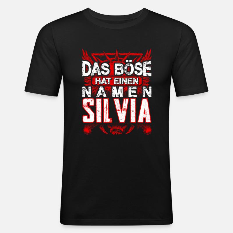 SILVIA - böse - Männer Slim Fit T-Shirt - Schwarz
