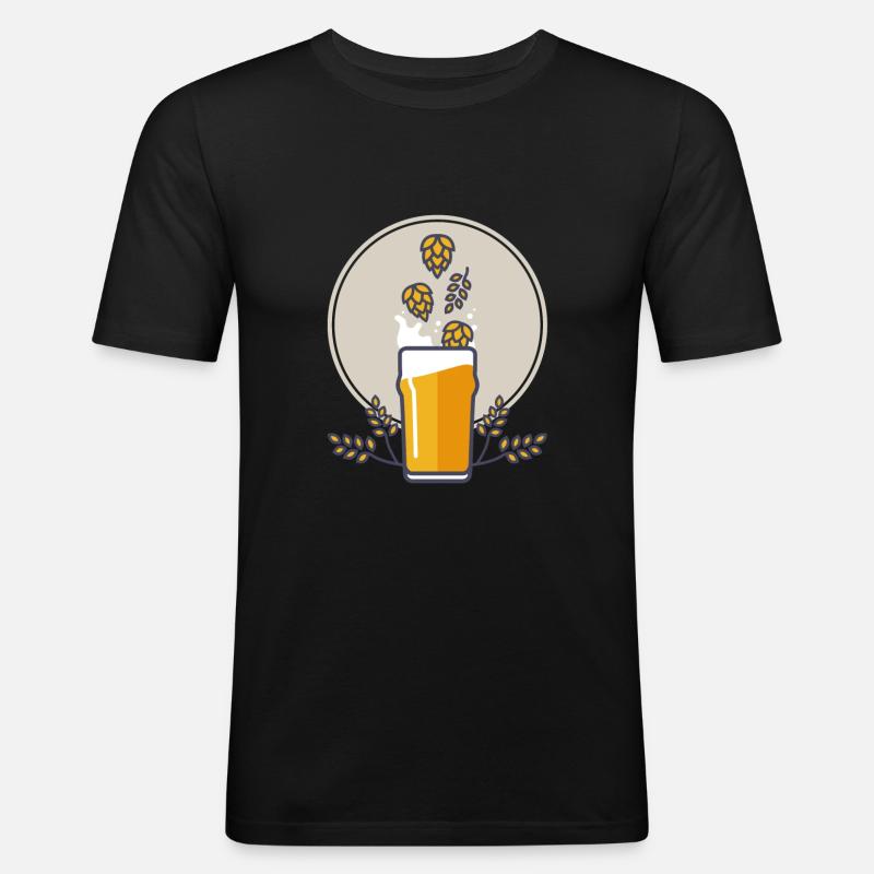 Beer splash - Männer Slim Fit T-Shirt - Schwarz