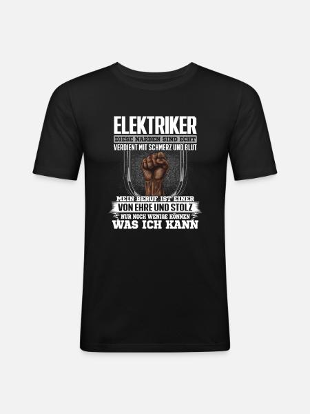 ELEKTRIKER - Faust - Männer Slim Fit T-Shirt - Schwarz