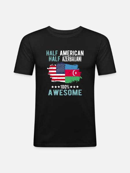Half American Half Azerbaijani - Men's Slim Fit T-Shirt - black