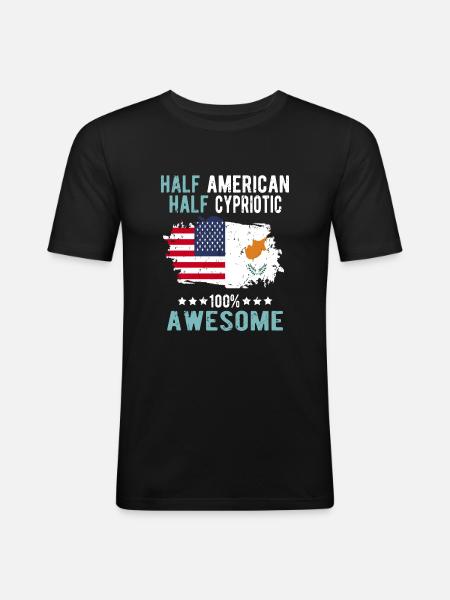 Half American Half Cypriot - Men's Slim Fit T-Shirt - black