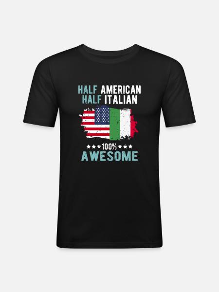 Half American Half Italian - Men's Slim Fit T-Shirt - black