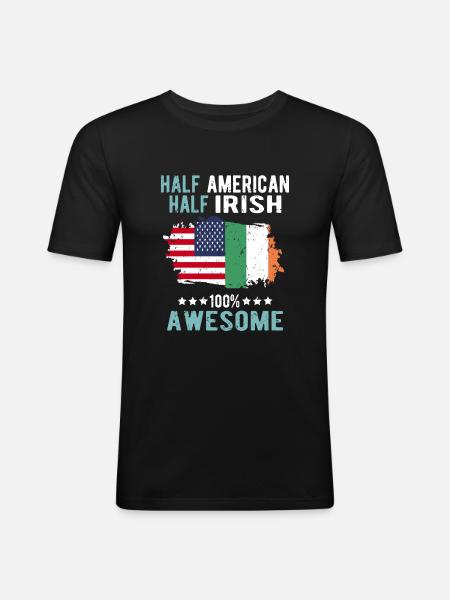 Half American Half Irish - Men's Slim Fit T-Shirt - black