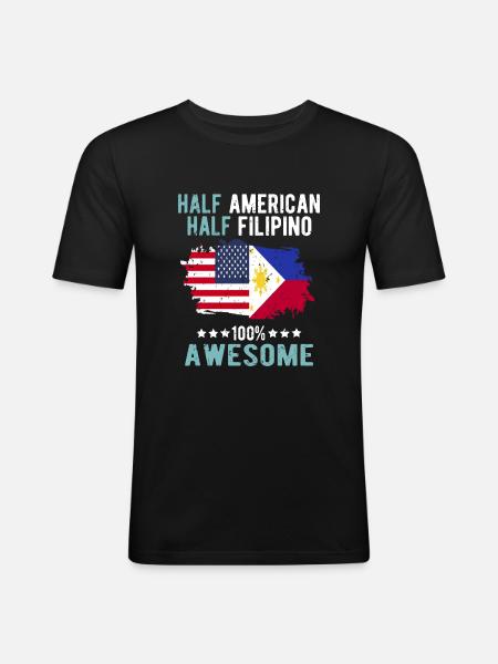 Half American Half Filipino - Men's Slim Fit T-Shirt - black