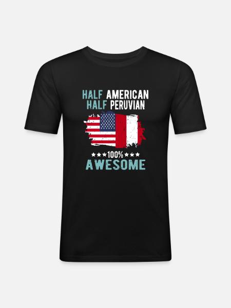 Half American Half Peruvian - Men's Slim Fit T-Shirt - black