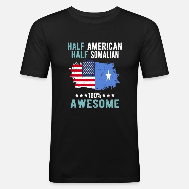 Halb Amerikaner Halb Somalier - Männer Slim Fit T-Shirt - Schwarz