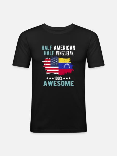 Half American Half Venezuelan - Men's Slim Fit T-Shirt - black