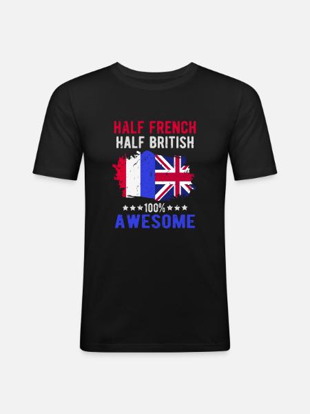 Half French Half British - Men's Slim Fit T-Shirt - black