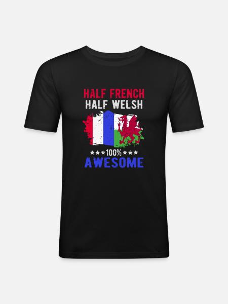 Half French Half Welsh - Men's Slim Fit T-Shirt - black