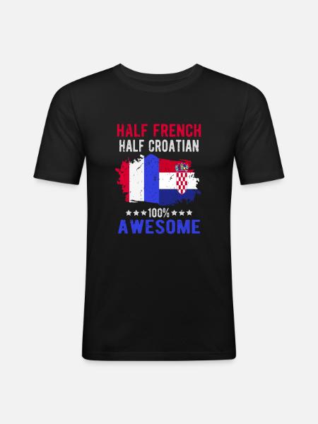 Half French Half Croat - Men's Slim Fit T-Shirt - black