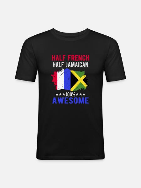 Half French Half Jamaican - Men's Slim Fit T-Shirt - black