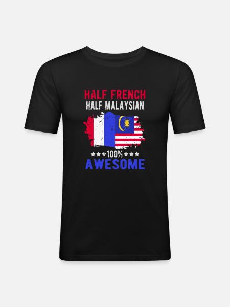 Half French Half Malaysian - Men's Slim Fit T-Shirt - black