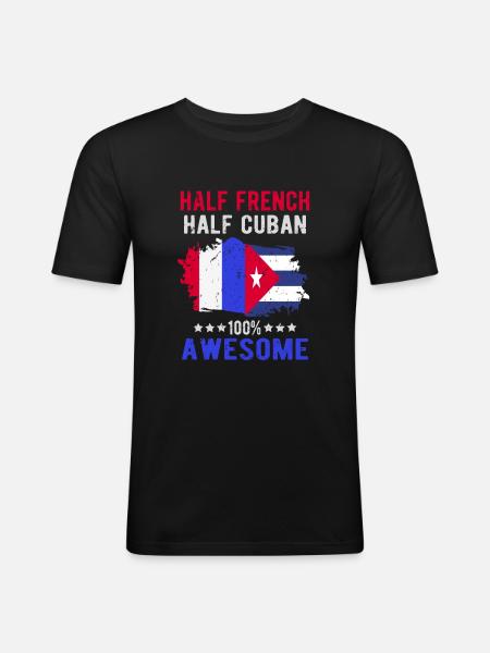 Half French Half Cuban - Men's Slim Fit T-Shirt - black