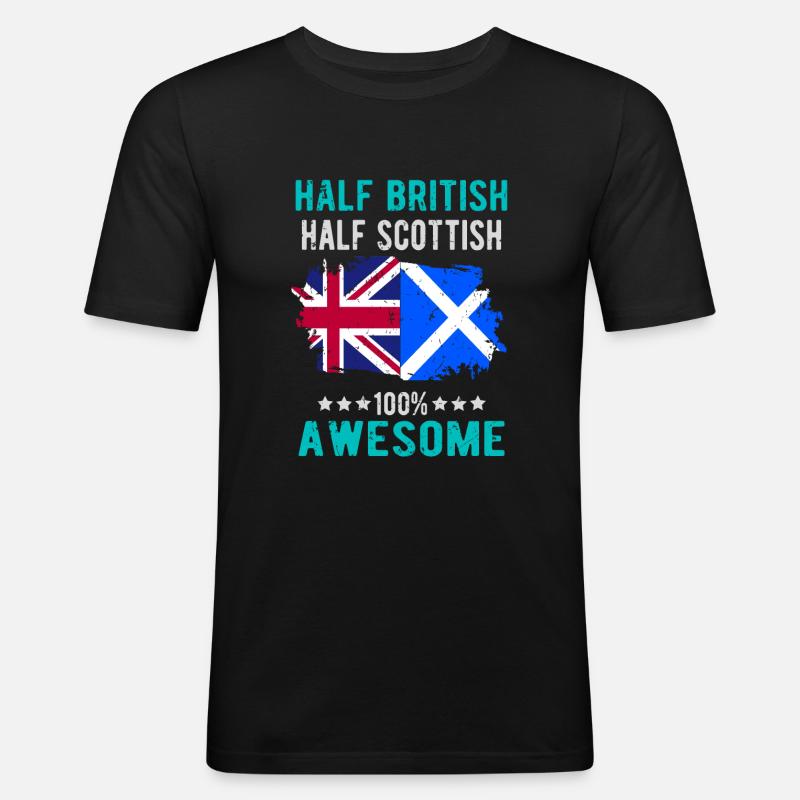 Half British Half Scotsman - Men's Slim Fit T-Shirt - black