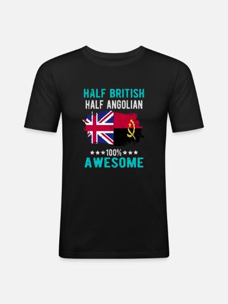 Half British Half Angolier - Men's Slim Fit T-Shirt - black