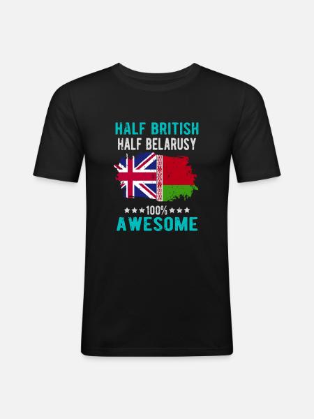 Half British Half Belarusian - Men's Slim Fit T-Shirt - black