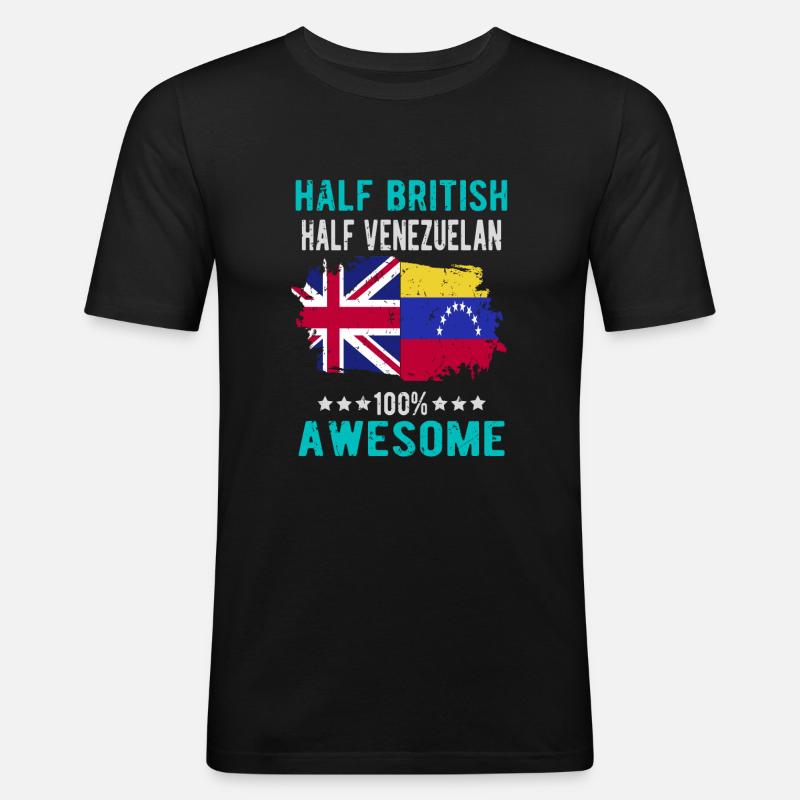 Halb Brite Halb Venezolaner - Männer Slim Fit T-Shirt - Schwarz