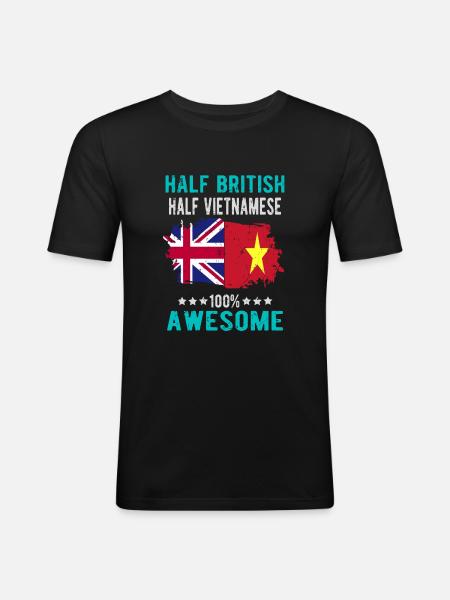 Half British Half Vietnamese - Men's Slim Fit T-Shirt - black