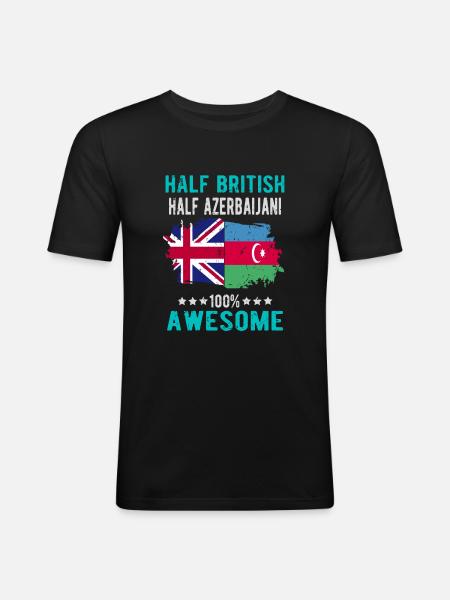 Half British Half Azerbaijanis - Men's Slim Fit T-Shirt - black