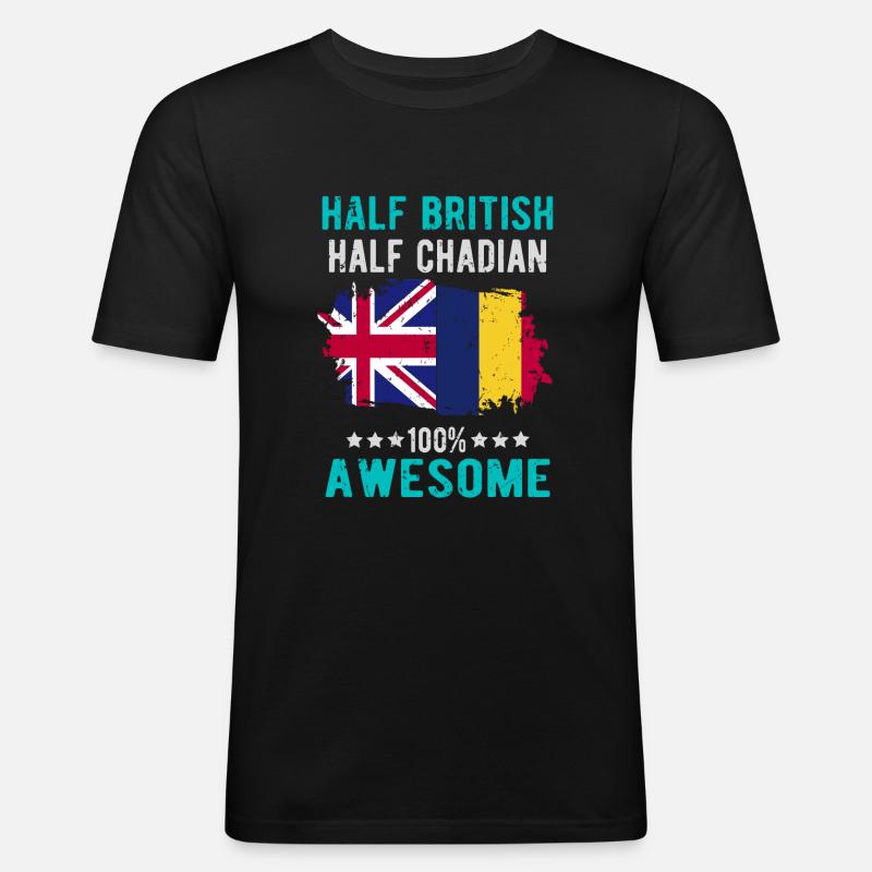 Halb Brite Halb Tschader - Männer Slim Fit T-Shirt - Schwarz