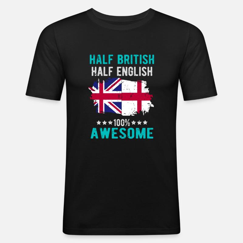 Halb Brite Halb Engländer - Männer Slim Fit T-Shirt - Schwarz