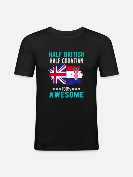 Half British Half Croat - Men's Slim Fit T-Shirt - black