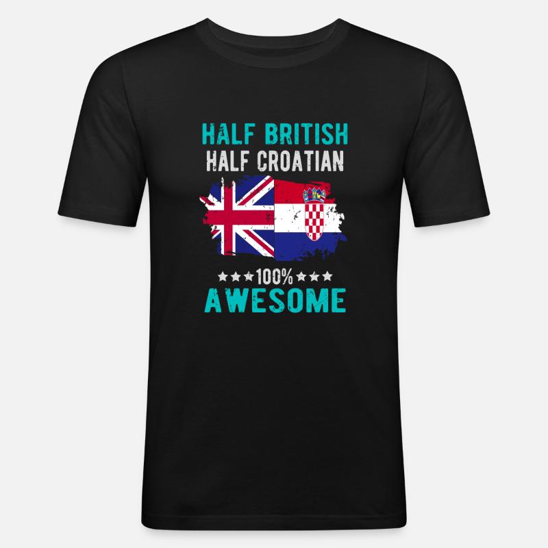 Halb Brite Halb Kroate - Männer Slim Fit T-Shirt - Schwarz
