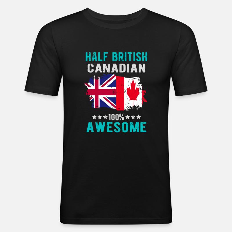 Halb Brite Halb Kanadier - Männer Slim Fit T-Shirt - Schwarz